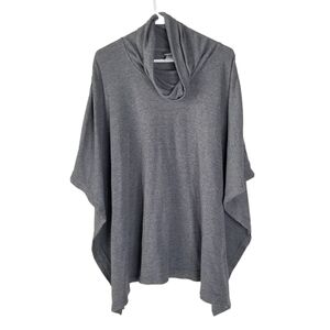 Natori Gray Dressy Draped Cowl Neck Poncho Style Pullover Blouse Size L
